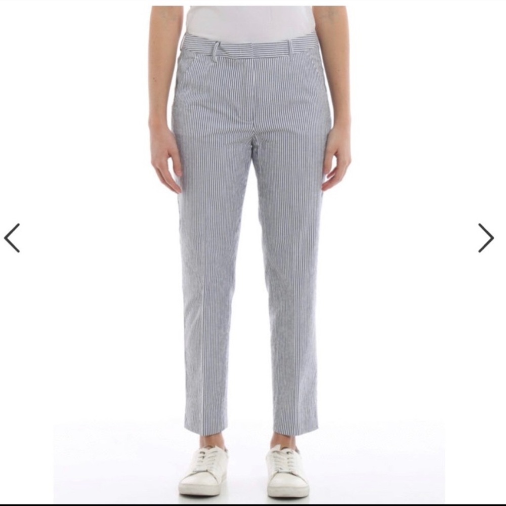 MaxMara Navy & White Pinstripe Cropped Trousers
